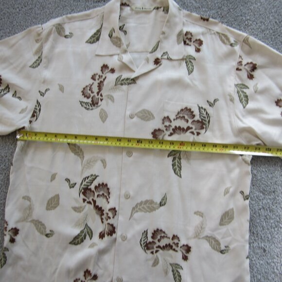 Tommy Bahama Mens Sz Large Leaf Print Tropical Silk Shirt - Picture 6 of 13